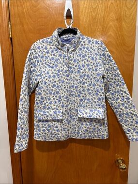 bagatelle Cream and Light Blue Floral Quilted Puffer Jacket